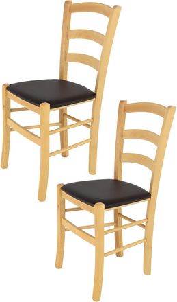 Tommychairs Tommychairs 2 Sillas Venice En Haya Color Natural, Asiento Polipiel Moka