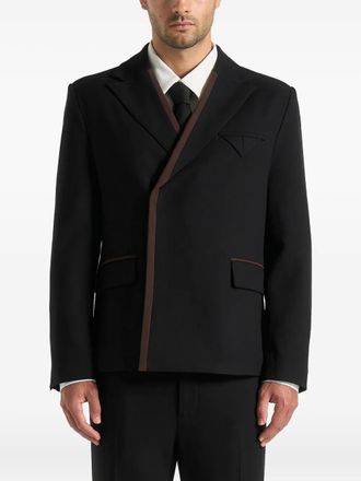 Manière De Voir Alec double-breasted blazer - men - Polyester/Rayon/Wool/Spandex/Elastane - L - Black