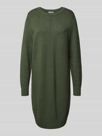 Christian Berg Knielanges Strickkleid mit Rundhalsausschnitt in Oliv Melange, Gr&ouml;&szlig;e L