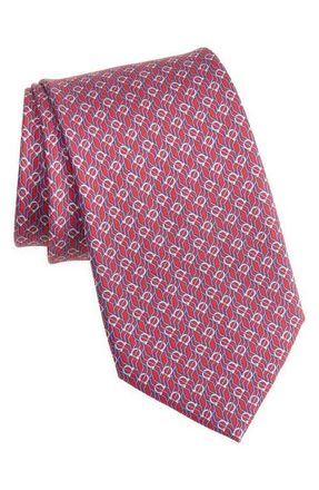 Ferragamo Tetris Gancini Silk Tie in Rosso at Nordstrom