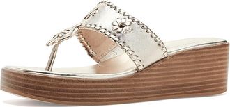 Jack Rogers Jacks Stacked Mid-Wedge Womens Wedge Shoes Platinum : 5.5 M, Leather
