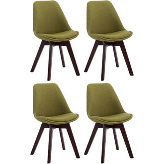 Clp Clp - Set De 4 Sillas Borneo Para Comedor En Tela Verde Nogal