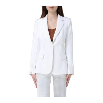 Elisabetta Franchi Slim-fit blazer met enkele rij knopen - Dames - Jassen - Wit - Maat: XS Leer