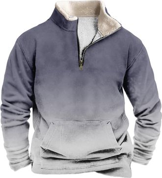 Generic Mens Quarter Zipper Sherpa Sweatshirts 2025 Thermal Warm Sweater 1/4 Zip Stand Collar (UK, Alpha, XXL, Regular, Regular, 12)