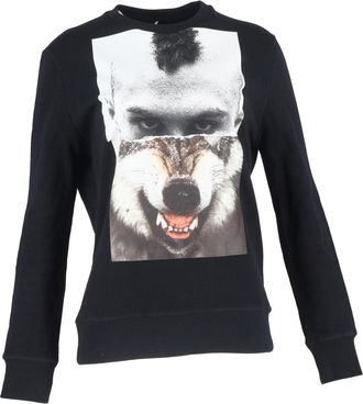 Neil Barrett Mohawk Wolf Printed Sweater in Black Cotton