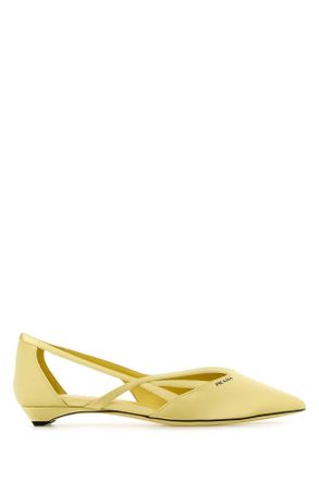 Prada Womens Pastel Yellow Satin Ballerinas Viscose - Size EU 39