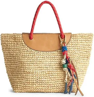 Madewell Paracord Handheld Straw Bucket Bag in Festival Red Multi at Nordstrom