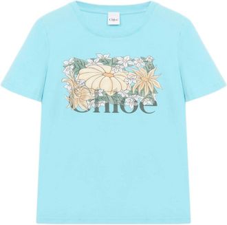 Chlo&eacute; Tops, Dames, Blauw, XS, Katoen, Baby fit logo T-shirt