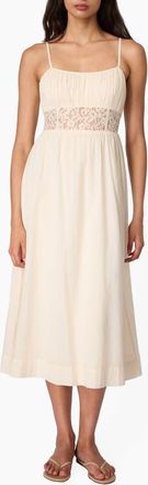 Cami NYC Octavia Lace Inset Cotton Midi Dress in Bone at Nordstrom, Size 00