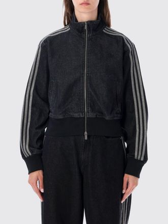 adidas Bomber cropped in denim di cotone con collo alto