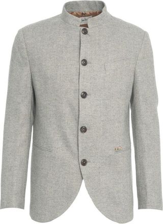 Luis Trenker Refined Korean Collar Blazer With Rounded Hem