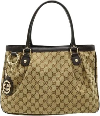 Gucci Pre-owned Handbags, female, Brown, Size: ONE SIZE Pre-owned Canvas Handbag