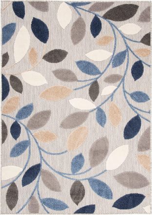 Tapiso Alfombra interior exterior 3d azul beige gris crema hojas 140x200cm