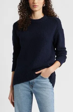 Nordstrom Texture Crewneck Sweater in Navy Night at Nordstrom Rack, Size Xx-Large
