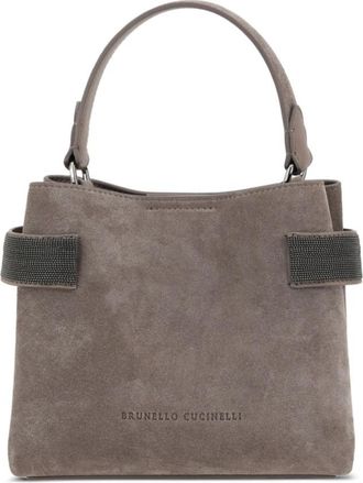 Brunello Cucinelli Elegante Beige Tas met Monili Versiering - Dames - Handtassen - Beige - ONE Size - Tassen