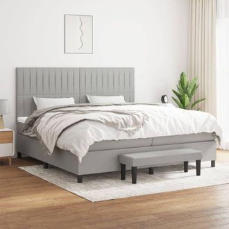 vidaXL Cama Box Spring Con Colch&oacute;n Tela Gris Claro 200x200 Cm Vidaxl