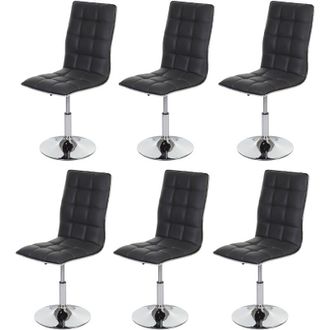 Hhg Hhg - Nunca Usado] Juego De 6 Sillas De Comedor 834, Silla De Cocina, Giratoria Regulable En Altura, Polipiel Certificada Mvg, Gris