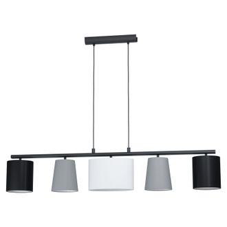 Loops Pendant Light Colour Black Shade Black Grey White Fabric Bulb E14 5x25W