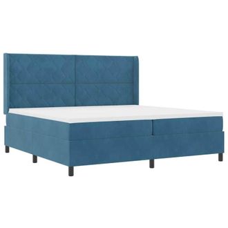 vidaXL Cama Tipo Box Spring Con Tiras Led Azul 200 X 200 Cm Terciopelo Vidaxl
