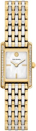 Tory Burch The Small Eleanor Mother-of-Pearl Tank Bracelet Watch, 19mm x 22mm in Two Tone at Nordstrom