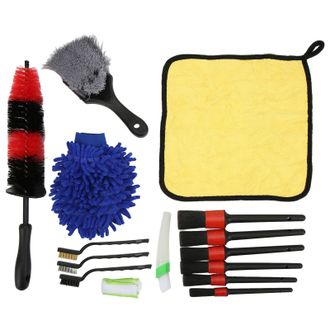 OEM Juego De Cepillos Para Limpieza De Coches (15 Piezas) - Kit De Limpieza Interior/exterior Para Coches, Motocicletas Y Bicicletas