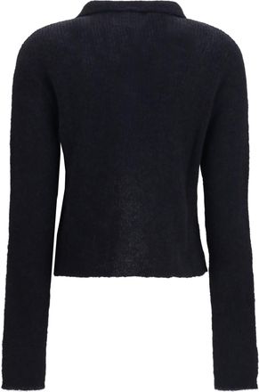 Our Legacy Womens Mazzy Polo Sweater Alpaca Blend Black Fuzzy