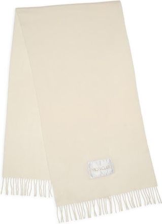 Moncler Virgin Wool Felt Fringe Scarf in Silk White at Nordstrom