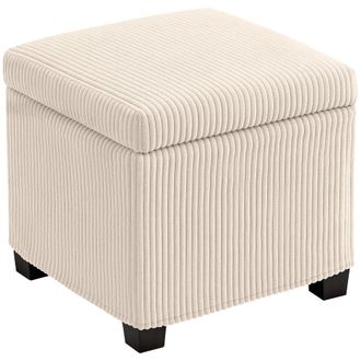 HOMCOM 40 cm Ottoman Storage Box with Removable Lid - Foot Rest - Beige | TJ Hughes