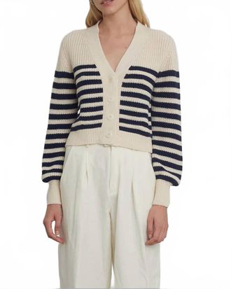 Eleven Six Isla Cardigan In Ivory/navy Stripe