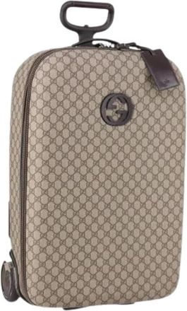 Gucci Pre-owned Weekend Bags, female, Beige, Size: ONE SIZE Pre-owned Vintage Weekend Suitcase