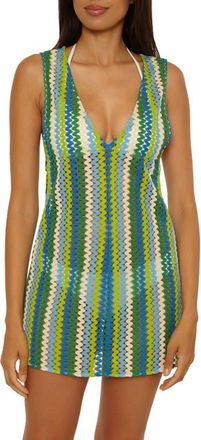 BECCA by Rebecca Virtue Island Waves Sheer Cover-Up Mini Sundress in Green Apple at Nordstrom, Size Medium