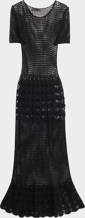 Nili Lotan Yoko Open-Knit Maxi Dress