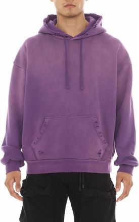 Cult of Individuality Core Distressed French Terry Pullover Hoodie in Dusty Lavender at Nordstrom, Size Xx-Large