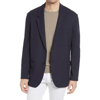 Club Monaco Textural Piqu&eacute; Blazer in Navy at Nordstrom, Size Small