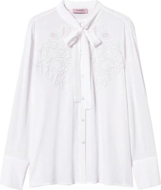 Twin-Set Blusa con ricamo - Bianco