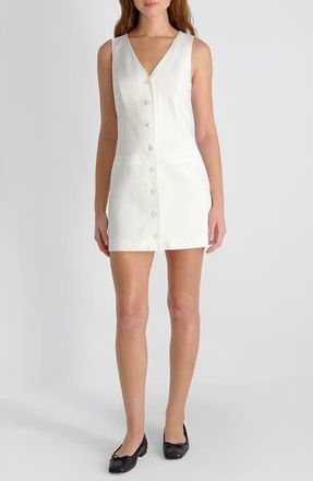 French Connection Sleeveless A-Line Linen Blend Minidress in Summer White at Nordstrom, Size 10