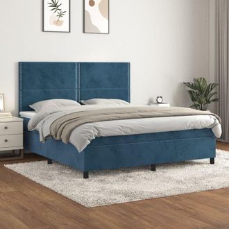 vidaXL Vidaxl - Cama Box Spring Con Colch&oacute;n Terciopelo Azul Oscuro 160x200 Cm