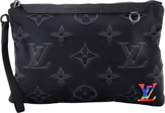 Louis Vuitton Black Limited Edition 2054 Monogram Textile A4 Pouch (Authentic Pre-Loved)