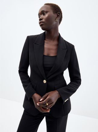 Contemporaine Womens Crest buttons stretch crepe Blazer Jacket