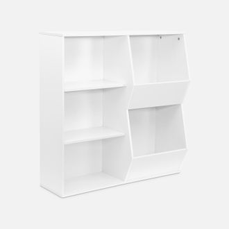 Sweeek Sweeek - Mueble Para Ni&ntilde;os, 3 Estantes Y 2 Espacios De Almacenamiento, Tobias, Blanco, 80x23.8x82.5 Cm
