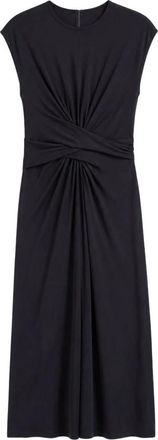 Vince Jersey Wikkeljurk Midi - Dames - Casual kleedjes - Zwart - M - Leer - Kleedjes