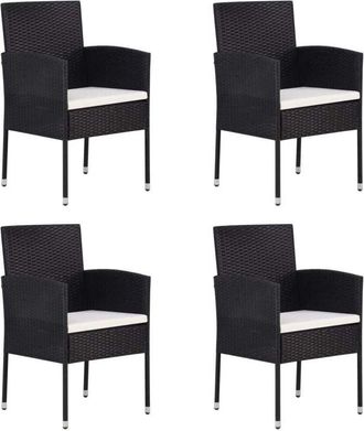vidaXL Vidaxl - Sillas De Jard&iacute;n Con Cojines Crema 4 Uds Rat&aacute;n Sint&eacute;tico Negro