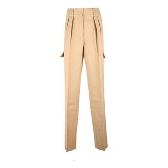 Sportmax Dames, Broeken, Beige, Maat: 2XS Katoen