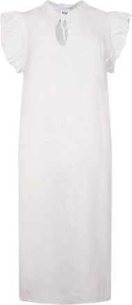 Tiffany & Co. Kleedjes, Dames, Wit, Xs/S, Linnen, Etta Jurk met Volant