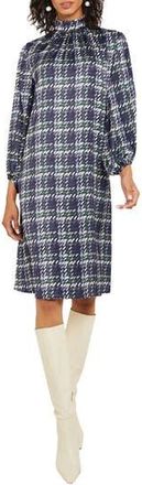 Misook Crêpe de Chine Long Sleeve Shift Dress in Oceanic/hunter Green at Nordstrom Rack, Size Xx-Small