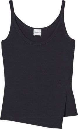 Closed asymmetric tank top - women - Elastane/Organic Cotton - S - Black