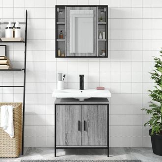 Berkfield Home Durable 2 Piece Bathroom Furniture Set Grey Sonoma Engineered Wood