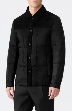 Mackage Henrick Mixed Media Insulated Water Resistant Shirt Jacket in Black at Nordstrom, Size 42