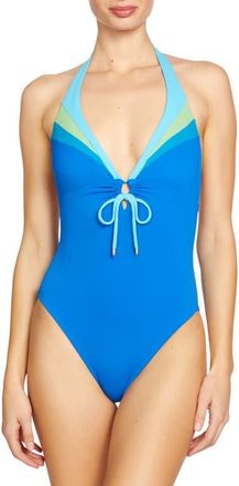Robin Piccone Keely Keyhole One-Piece Swimsuit in Cool at Nordstrom, Size 10