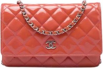 Chanel Pre-owned Wallet on Chain - Dames - Vintage Schoudertas - Roze - ONE Size - Leer - Vintage